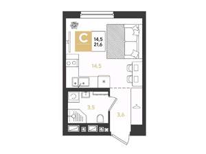 Студия квартира, вторичка, 22м2, 4/18 этаж