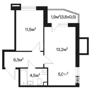 2-к квартира, вторичка, 41м2, 6/9 этаж