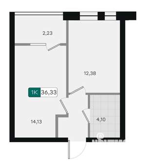 1-к квартира, вторичка, 36м2, 7/18 этаж