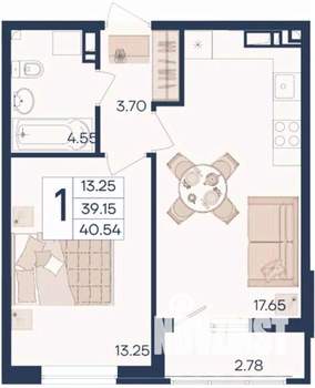 1-к квартира, вторичка, 41м2, 6/18 этаж