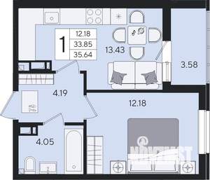 1-к квартира, вторичка, 36м2, 5/8 этаж