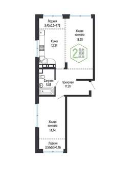 Студия квартира, вторичка, 65м2, 13/16 этаж