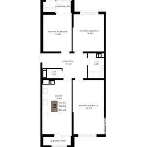 3-к квартира, вторичка, 82м2, 4/23 этаж