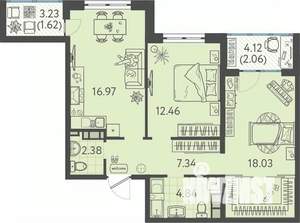2-к квартира, вторичка, 64м2, 2/9 этаж