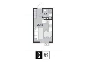 Студия квартира, вторичка, 24м2, 9/18 этаж