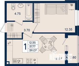 1-к квартира, вторичка, 39м2, 2/18 этаж