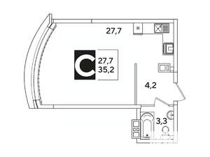 Студия квартира, вторичка, 35м2, 7/16 этаж