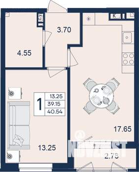 1-к квартира, вторичка, 41м2, 3/18 этаж