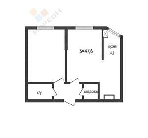 1-к квартира, вторичка, 48м2, 8/16 этаж