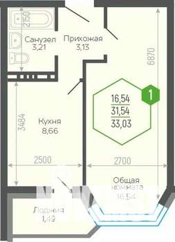 1-к квартира, вторичка, 33м2, 19/19 этаж