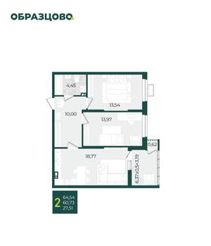 2-к квартира, вторичка, 65м2, 11/21 этаж