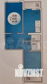 2-к квартира, вторичка, 65м2, 12/14 этаж