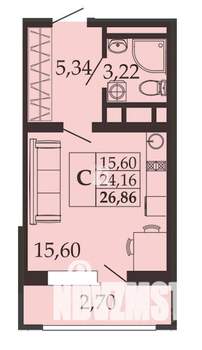 Студия квартира, вторичка, 27м2, 3/9 этаж