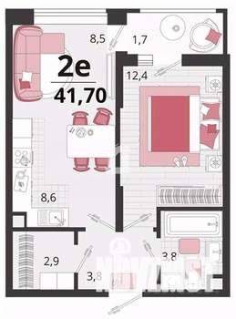 1-к квартира, вторичка, 42м2, 8/18 этаж