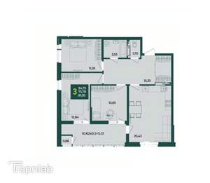 3-к квартира, вторичка, 82м2, 10/18 этаж