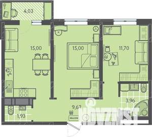 2-к квартира, вторичка, 58м2, 6/16 этаж