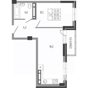 1-к квартира, вторичка, 43м2, 15/15 этаж
