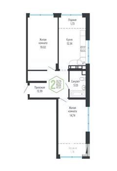 2-к квартира, вторичка, 67м2, 15/24 этаж