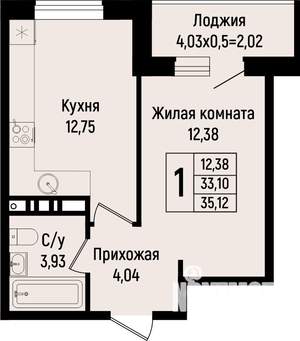 1-к квартира, вторичка, 35м2, 4/15 этаж