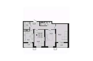 3-к квартира, вторичка, 80м2, 6/18 этаж