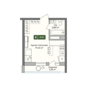 Студия квартира, вторичка, 22м2, 6/10 этаж