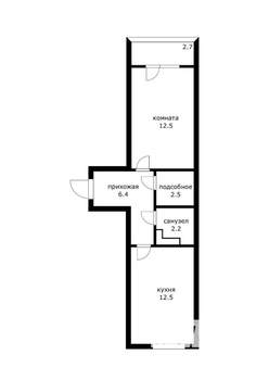 1-к квартира, вторичка, 37м2, 1/4 этаж