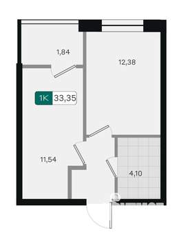 1-к квартира, вторичка, 33м2, 9/18 этаж