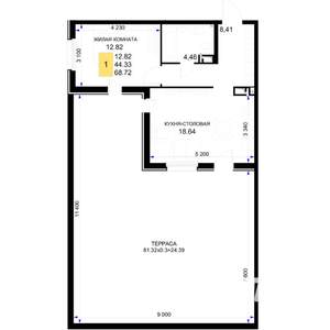 1-к квартира, вторичка, 69м2, 3/18 этаж