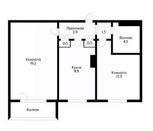 2-к квартира, вторичка, 52м2, 1/9 этаж