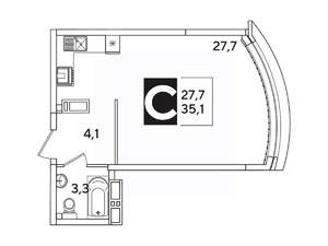 Студия квартира, вторичка, 35м2, 13/16 этаж