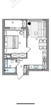 1-к квартира, вторичка, 38м2, 2/12 этаж