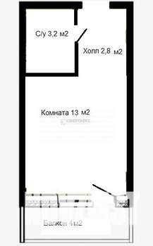 Студия квартира, вторичка, 19м2, 8/16 этаж