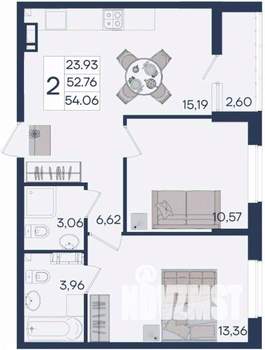 2-к квартира, вторичка, 54м2, 5/18 этаж