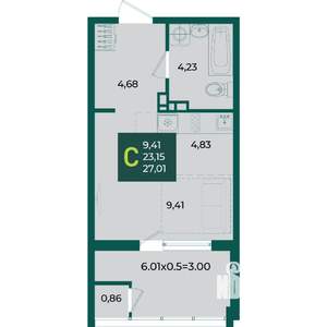 Студия квартира, вторичка, 27м2, 8/18 этаж