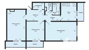 3-к квартира, вторичка, 79м2, 14/16 этаж