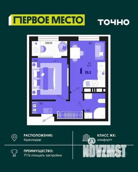 1-к квартира, вторичка, 35м2, 7/18 этаж