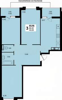 3-к квартира, вторичка, 86м2, 18/23 этаж