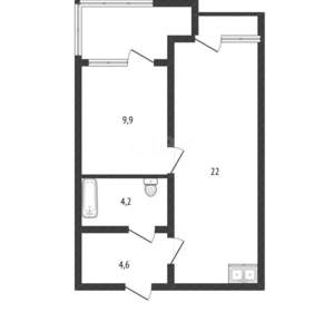 1-к квартира, вторичка, 40м2, 16/20 этаж