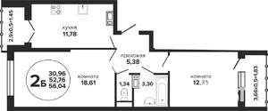 2-к квартира, вторичка, 56м2, 4/24 этаж