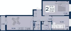 2-к квартира, вторичка, 58м2, 4/18 этаж