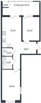 2-к квартира, вторичка, 59м2, 2/18 этаж