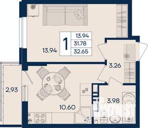 1-к квартира, вторичка, 33м2, 5/18 этаж