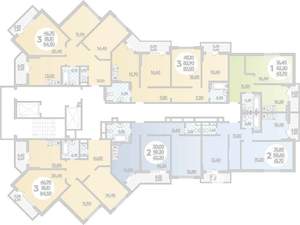 3-к квартира, сданный дом, 85м2, 2/22 этаж