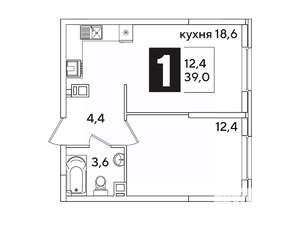 1-к квартира, вторичка, 39м2, 5/16 этаж