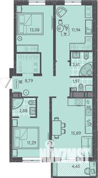 3-к квартира, вторичка, 73м2, 4/16 этаж
