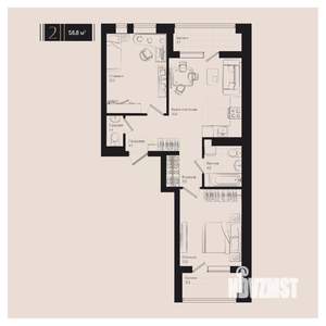 2-к квартира, вторичка, 59м2, 3/18 этаж