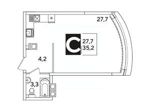 Студия квартира, вторичка, 35м2, 2/16 этаж
