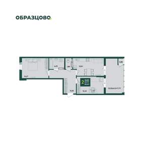 2-к квартира, вторичка, 66м2, 15/18 этаж