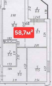 2-к квартира, вторичка, 59м2, 13/16 этаж