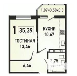 1-к квартира, вторичка, 35м2, 12/14 этаж